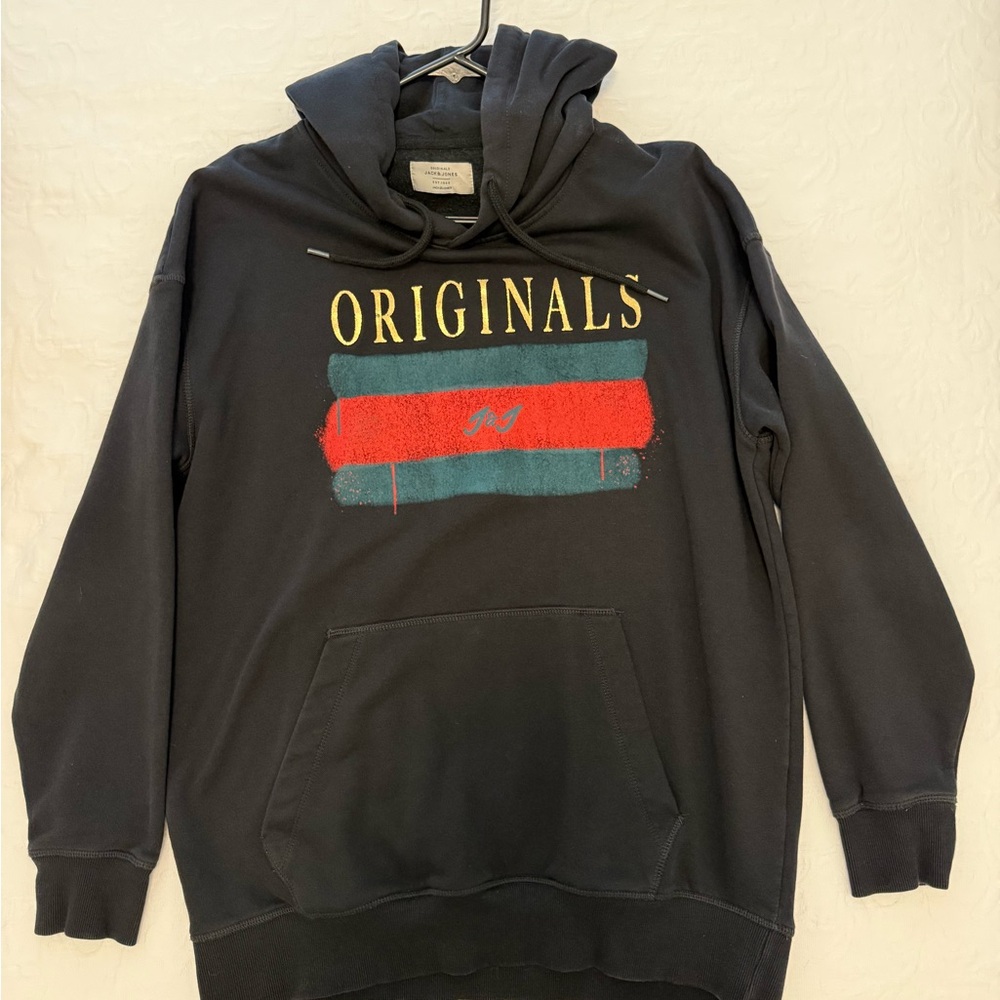 Jack & Jones Originals Black Hoodie with Colorful Design